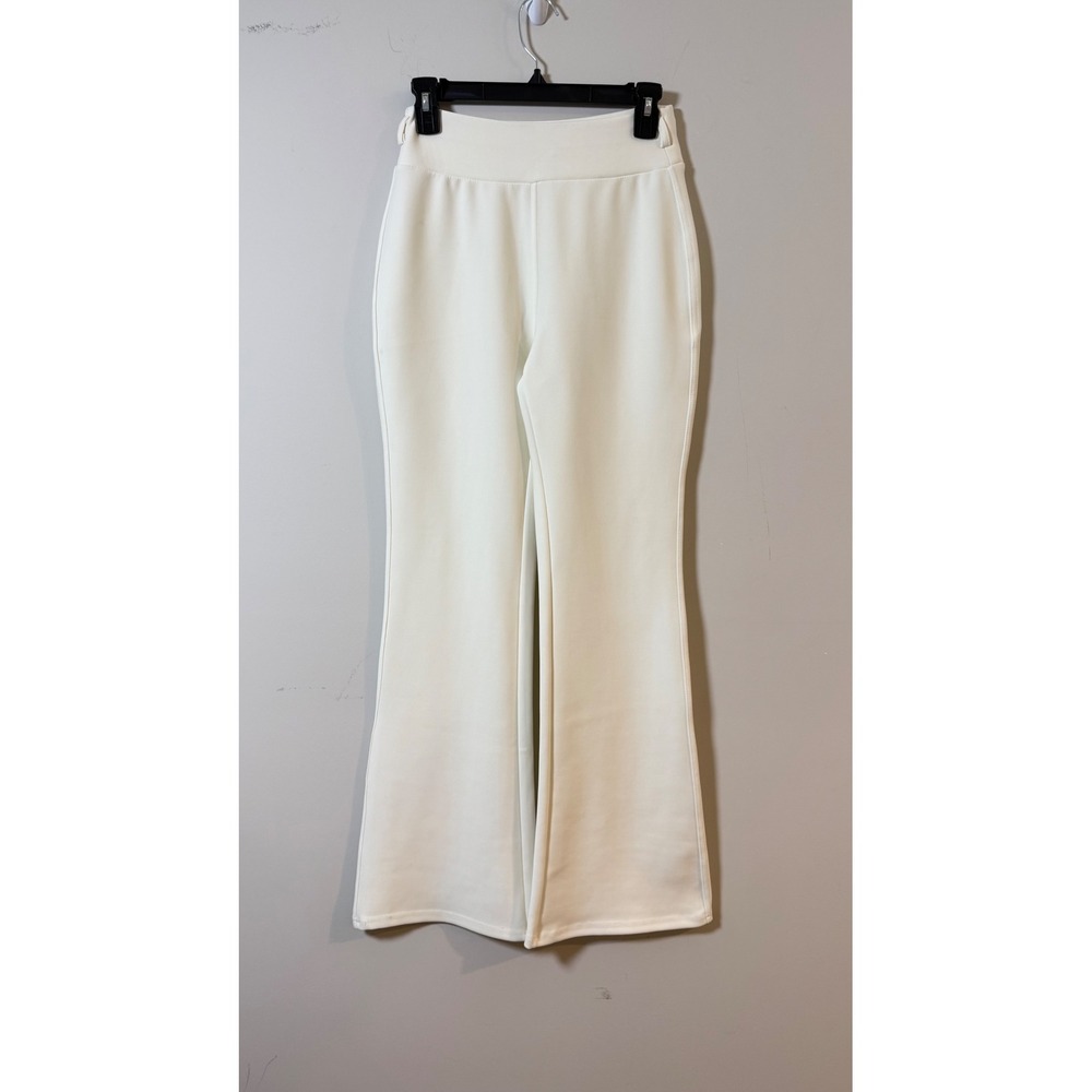 Indero Flare Pants Ivory White High Waisted Bell Bottom Women Size S/M
